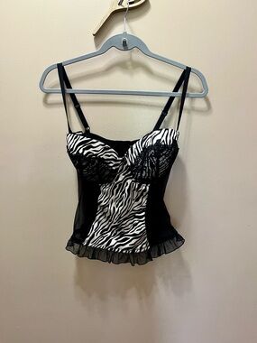 Smart and Sexy Zebra Print Bustier Corset Top Lingerie Size 38D